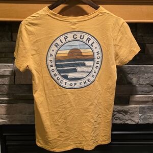 Rip Curl The Ultimate Surfing Company Womens Small Yellow Logo Tee